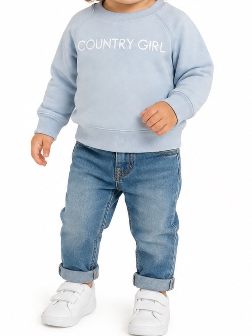Brunette The Label Kids Country Girl Crewneck Sweatshirt 12-18M Blue NWT